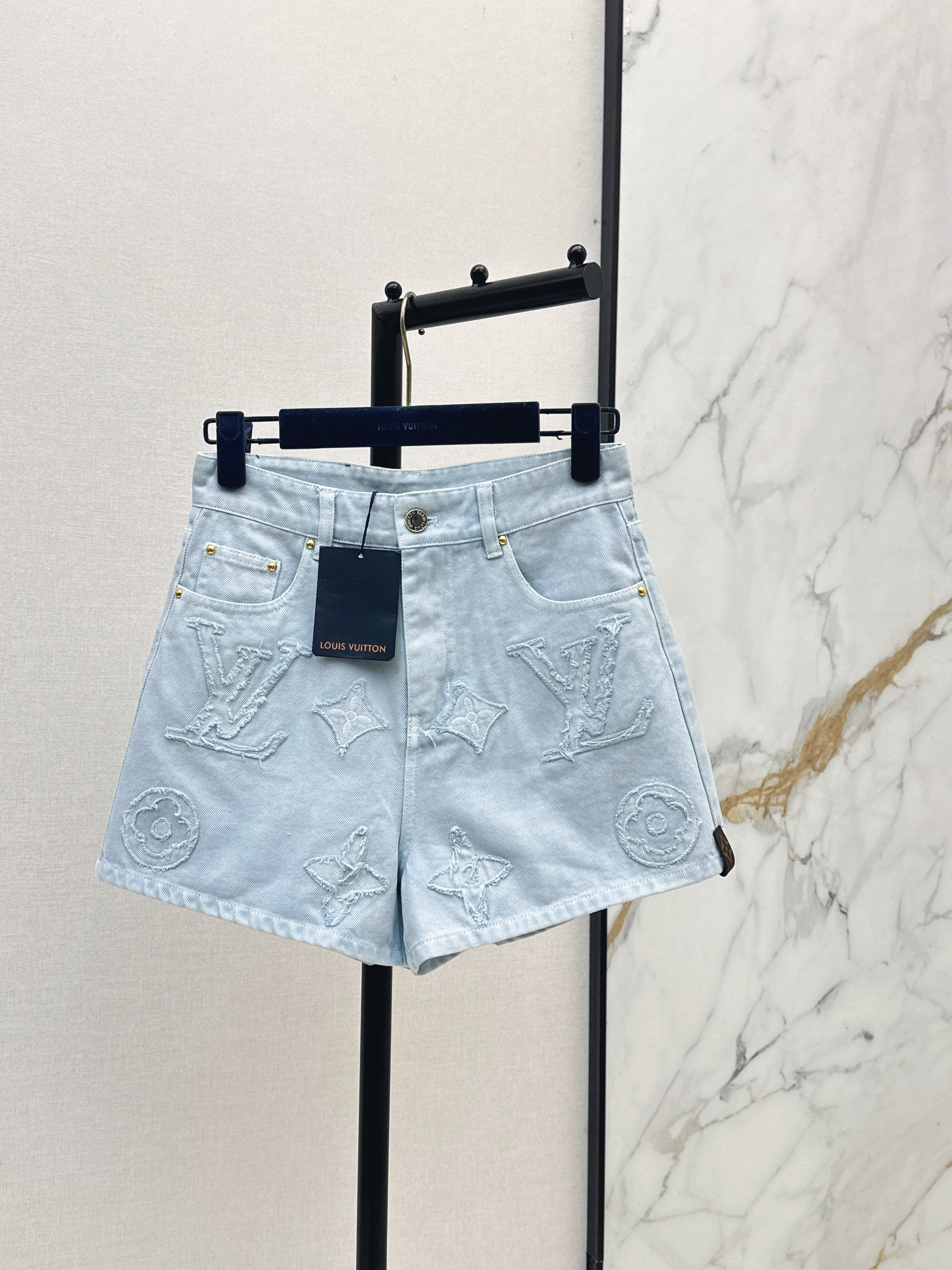 Chan New Jacquard denim shorts