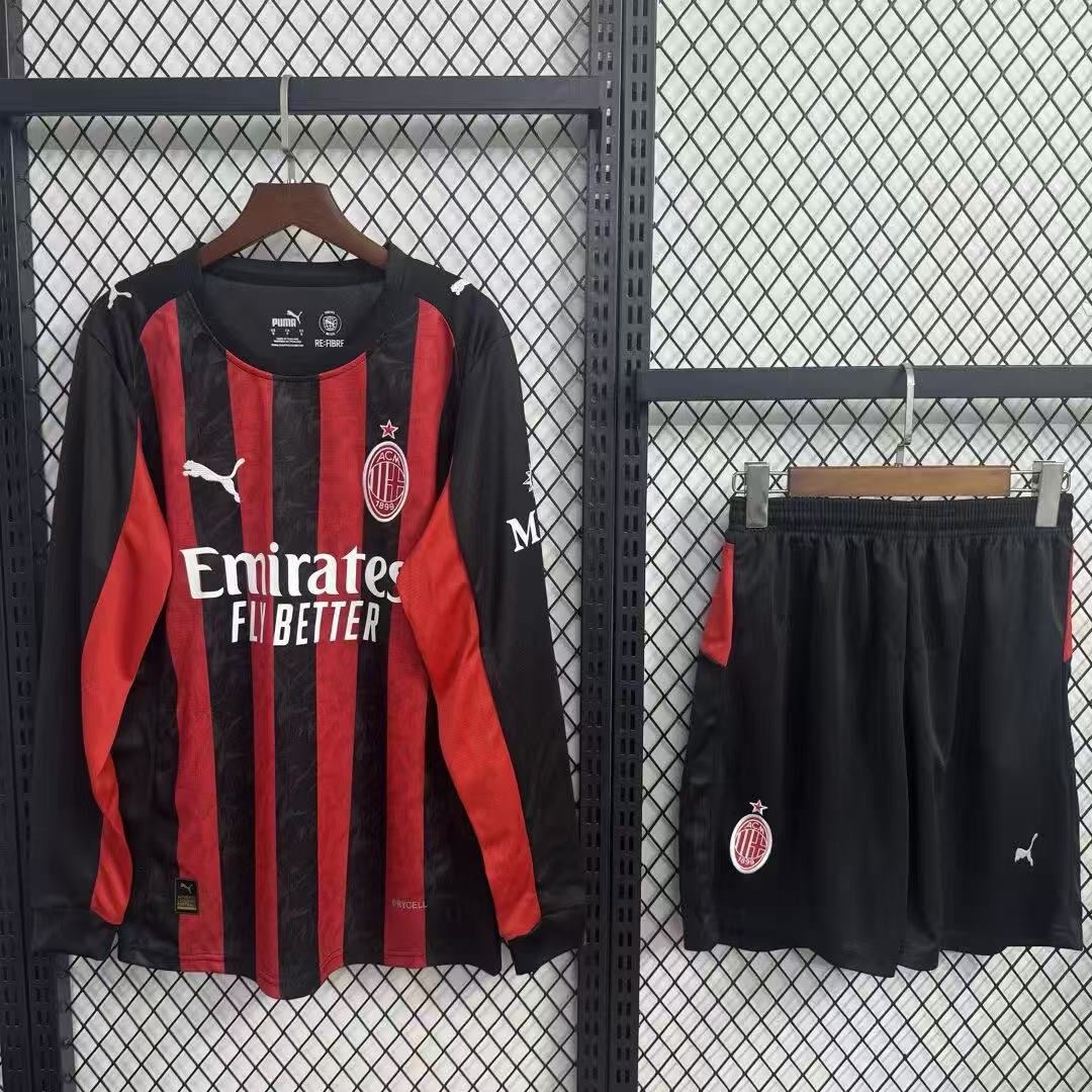 AC Milan 25-26 home long sleeved jersey children's set