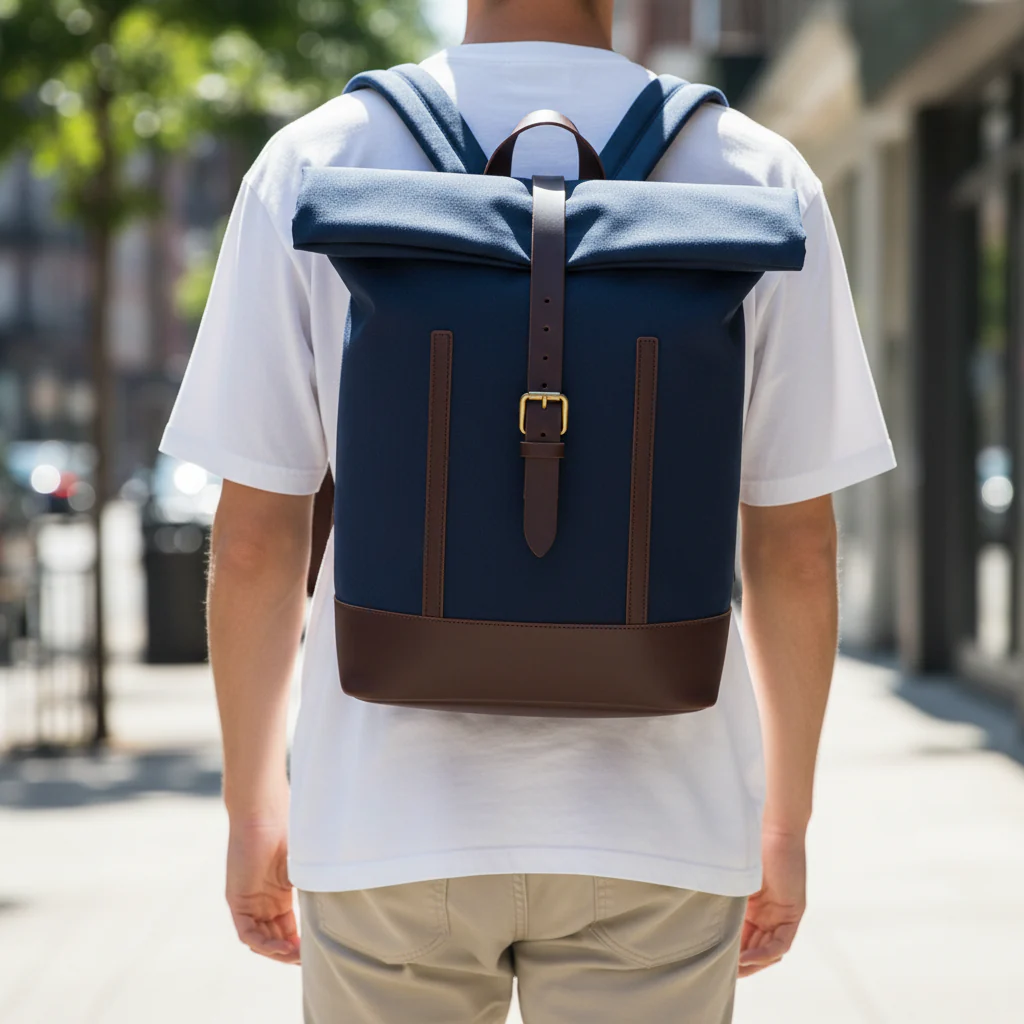 Navy Roll-Top Canvas Pack