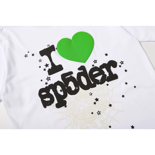 Sp5der T-Shirt T001 white  green heart