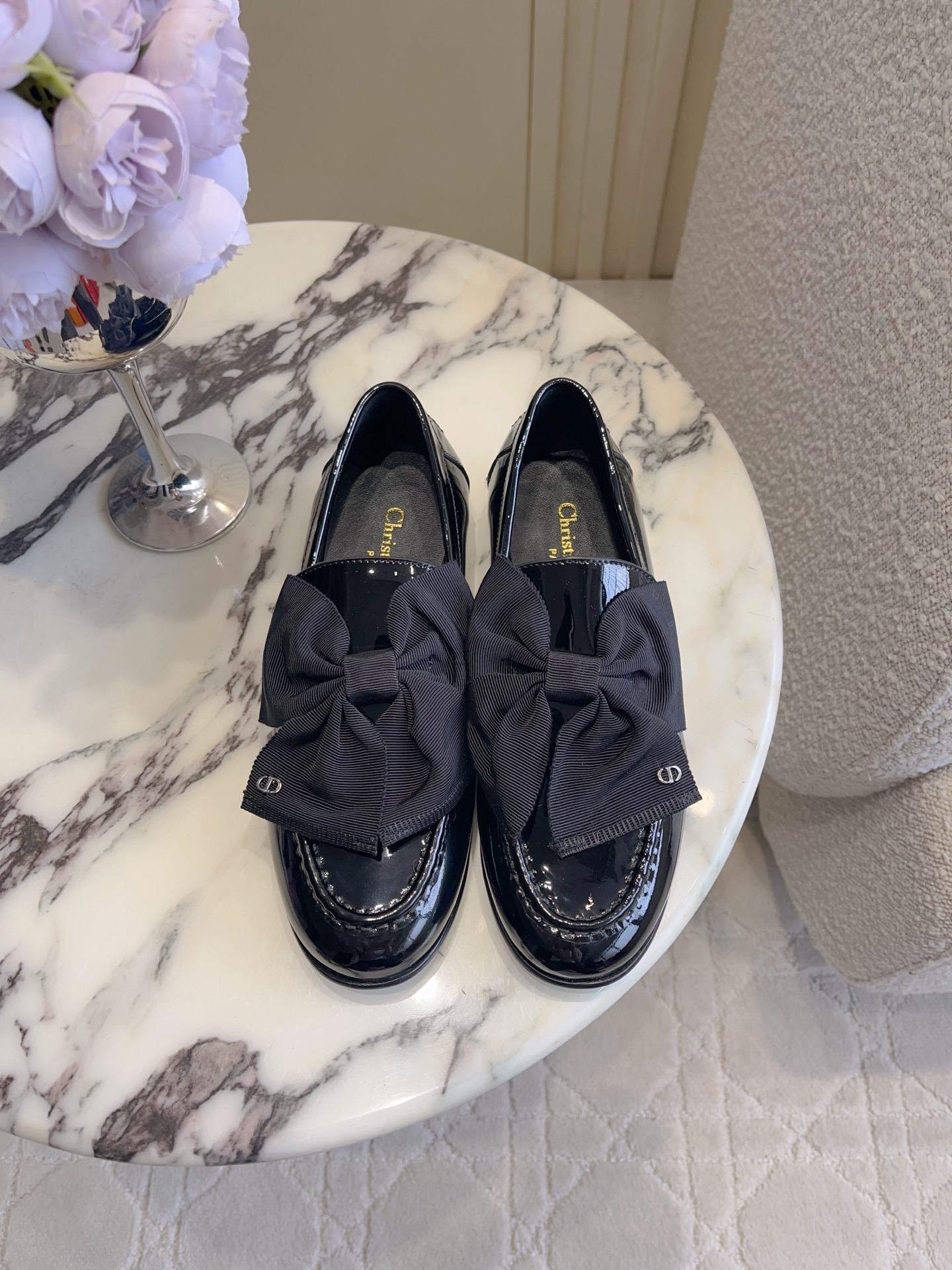 CD New Bowknot Loafer Small Leather Shoes