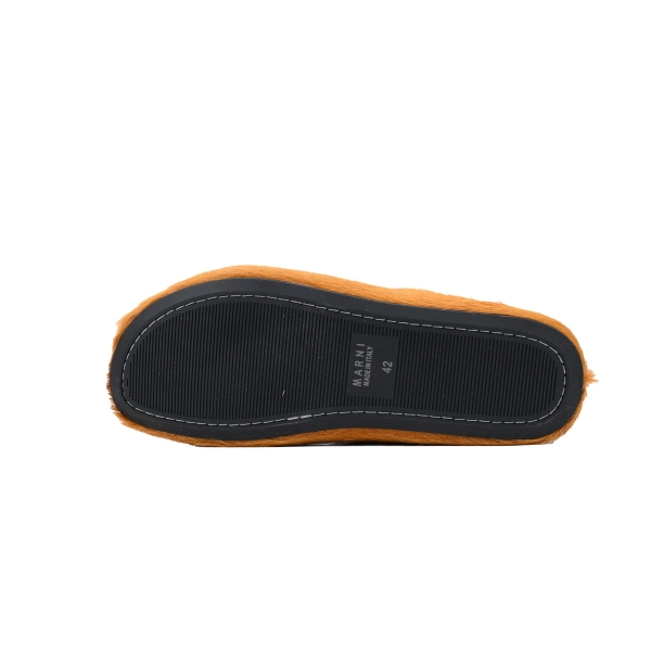 Marni Long-hair Calfskin Fussbett Sabot Yellowish Brown
