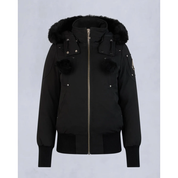 Moose Knuckles(W) Black Jacket Black Wool Collar（NFC)