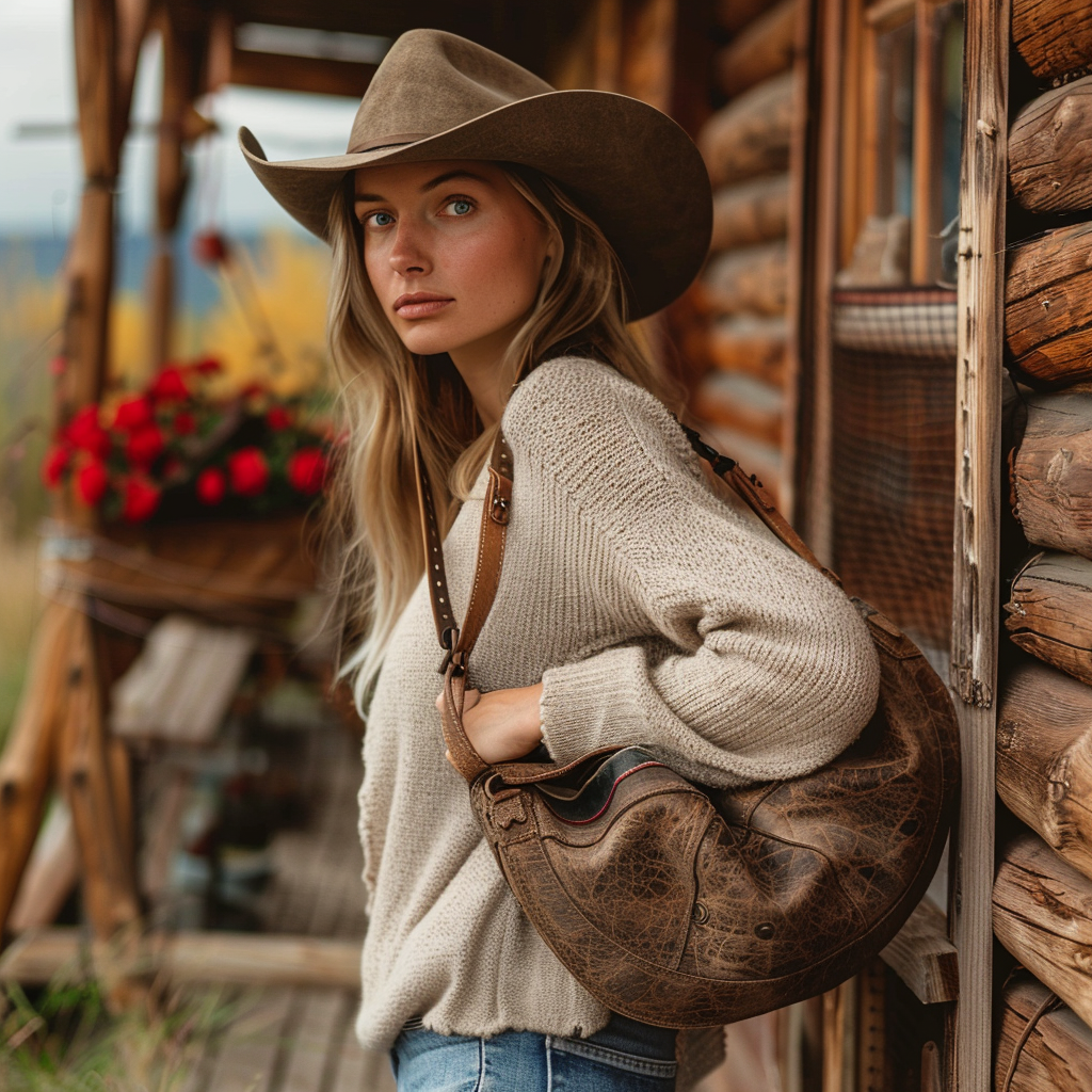 Vintage Distressed Leather Hobo Bag Western Style Crossbody Bag for Women