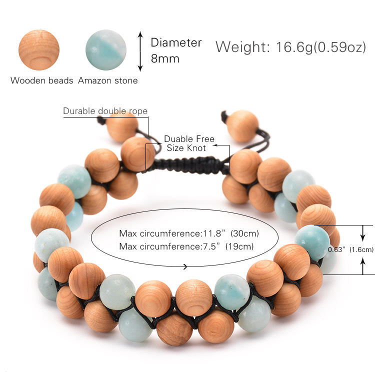 Double Row Wood Bead Mala Bracelet