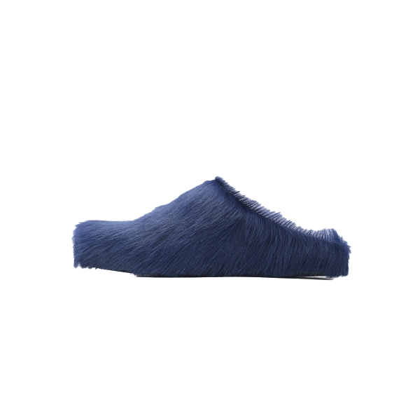Marni Long-hair Calfskin Fussbett Sabot Dark Blue