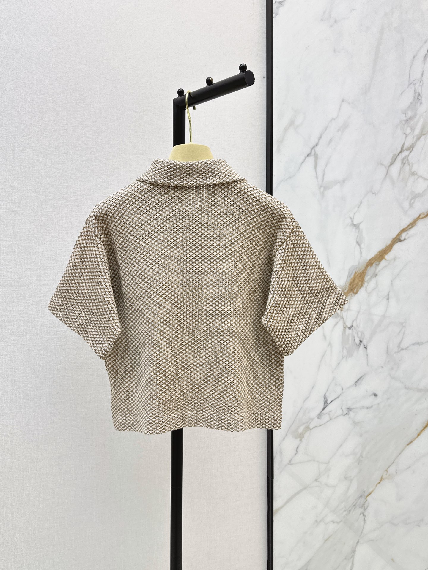 Miu New Plaid polo short-sleeve knit