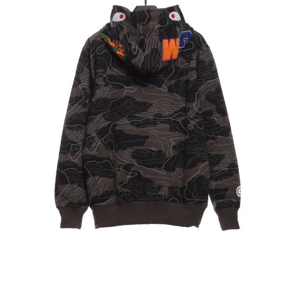 BAPE Overlay Camouflage Shark Zip Hoodie