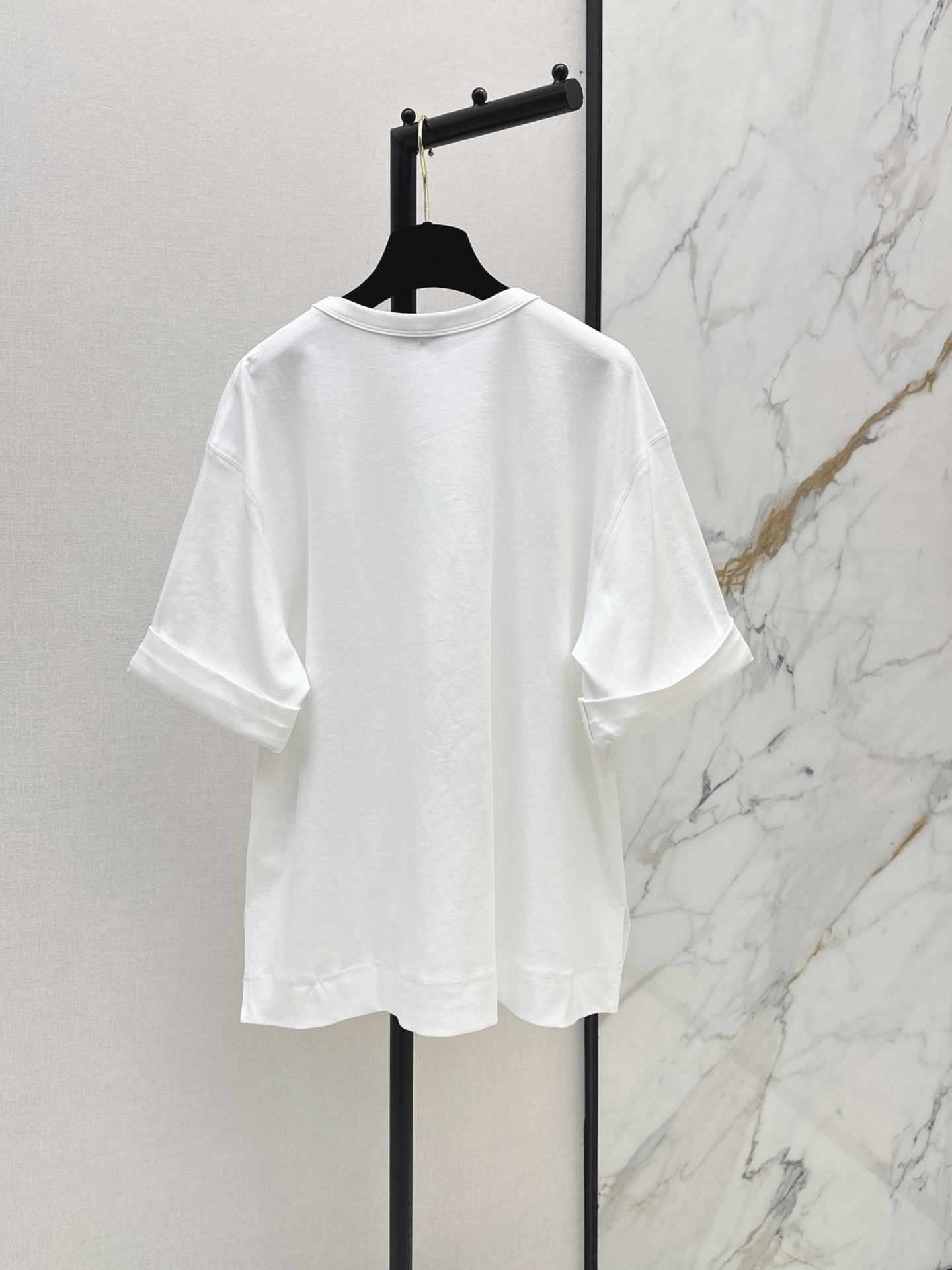 Chan New Loose rolled-edge T-shirt