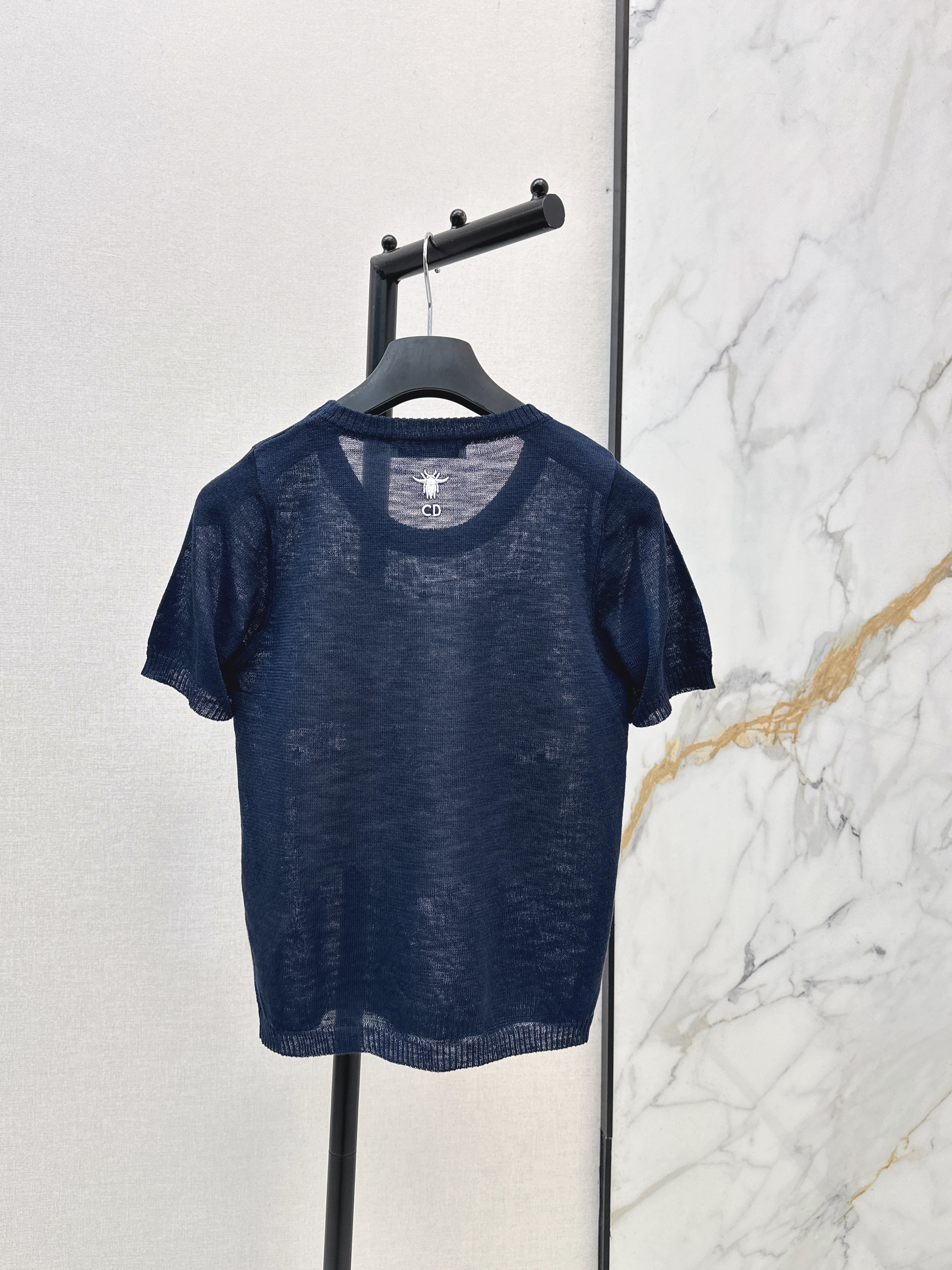 CD New embroidered short-sleeve knitwear