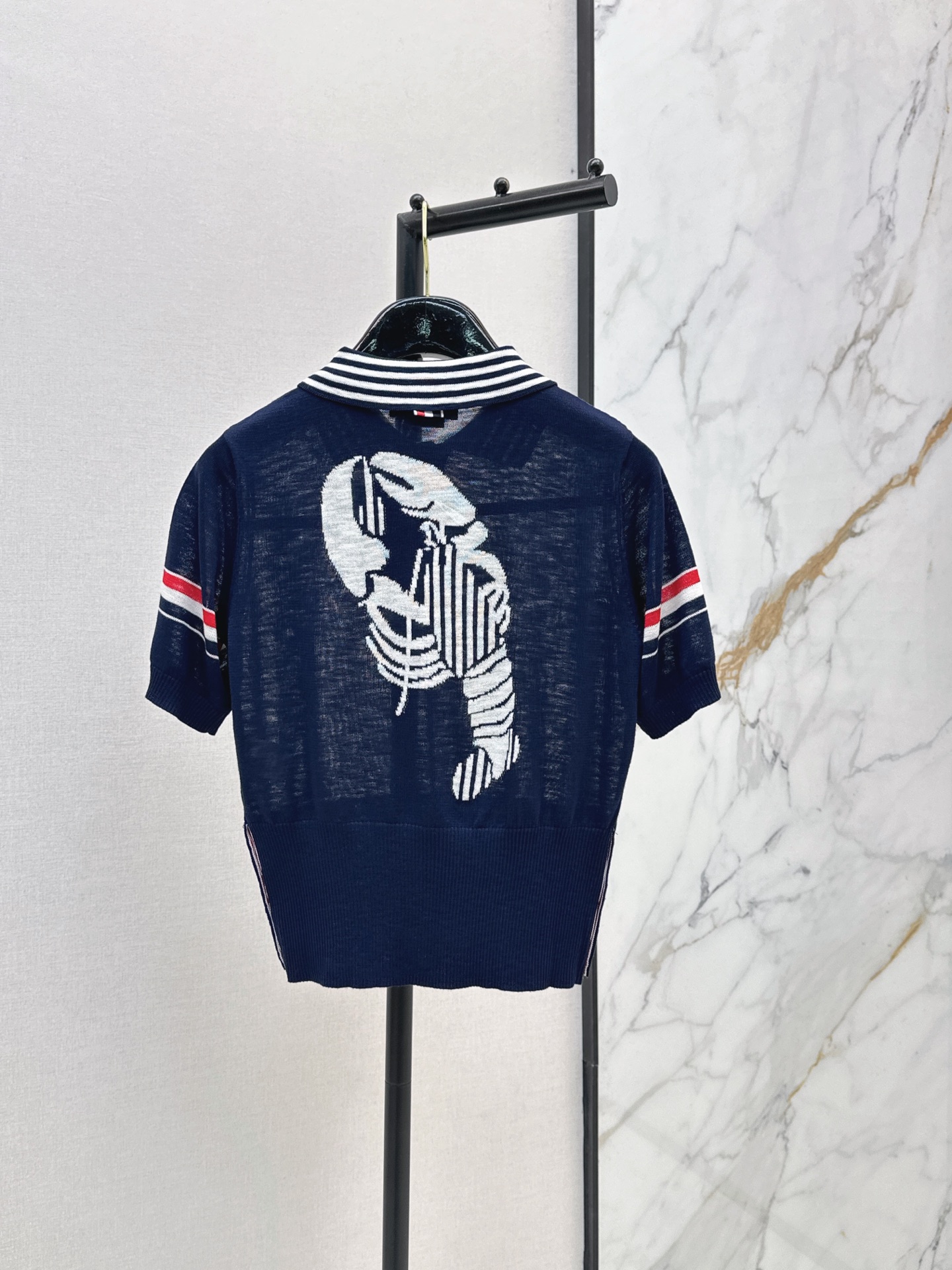 Thom New Striped Polo Short-Sleeve Knit Top