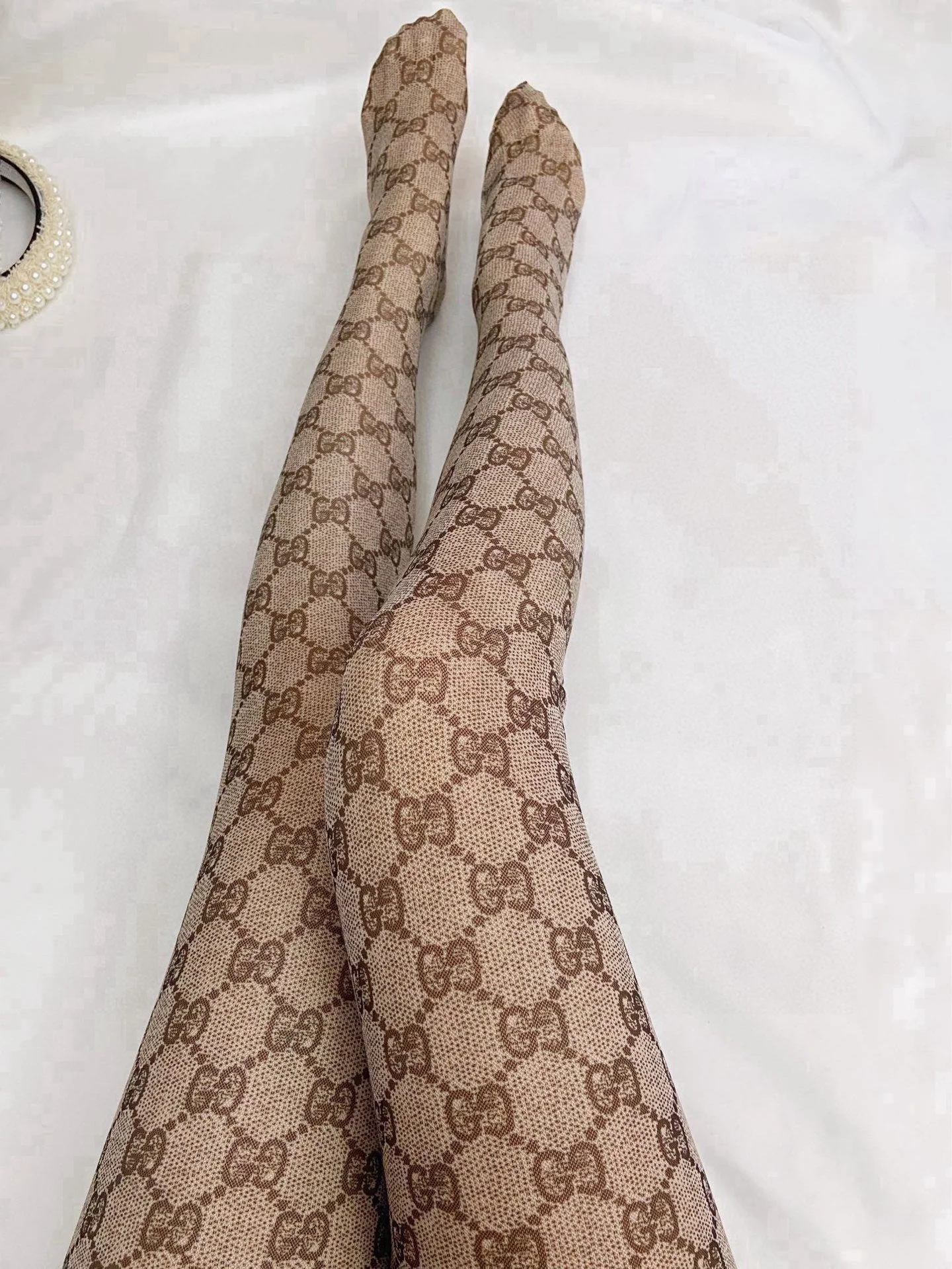 Guc NEW Double G logo mesh stockings