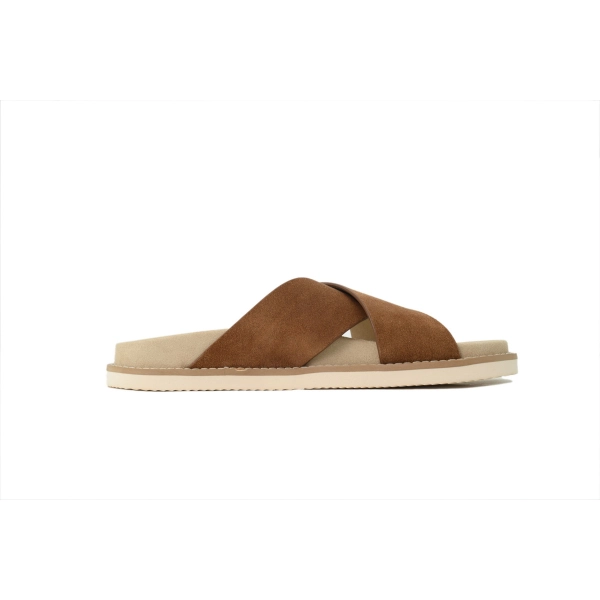 Brunello Cucinelli Suede Crisscross Slides Brown