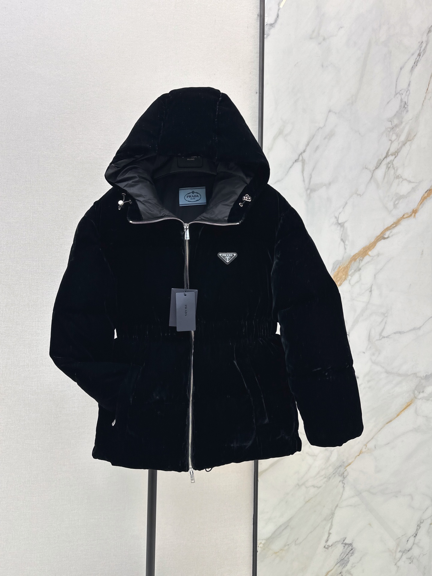 Pra New Cinched Waist Velvet Down Jacket