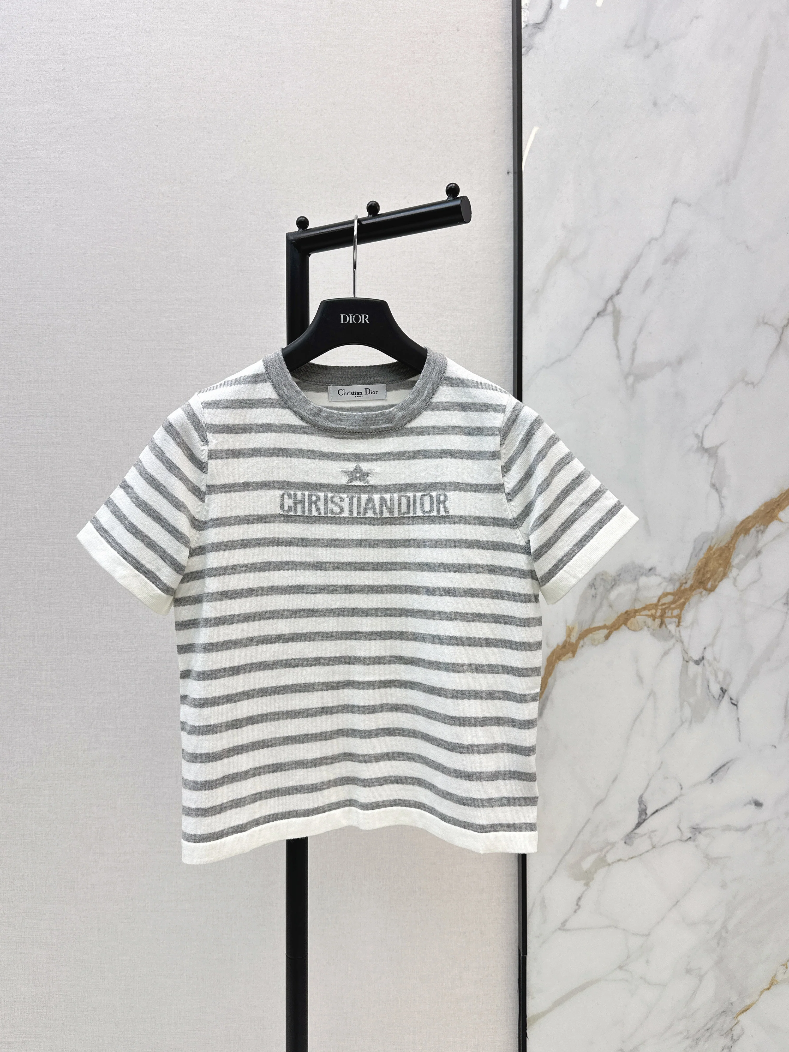 CD NEW stripe short sleeve knitwear