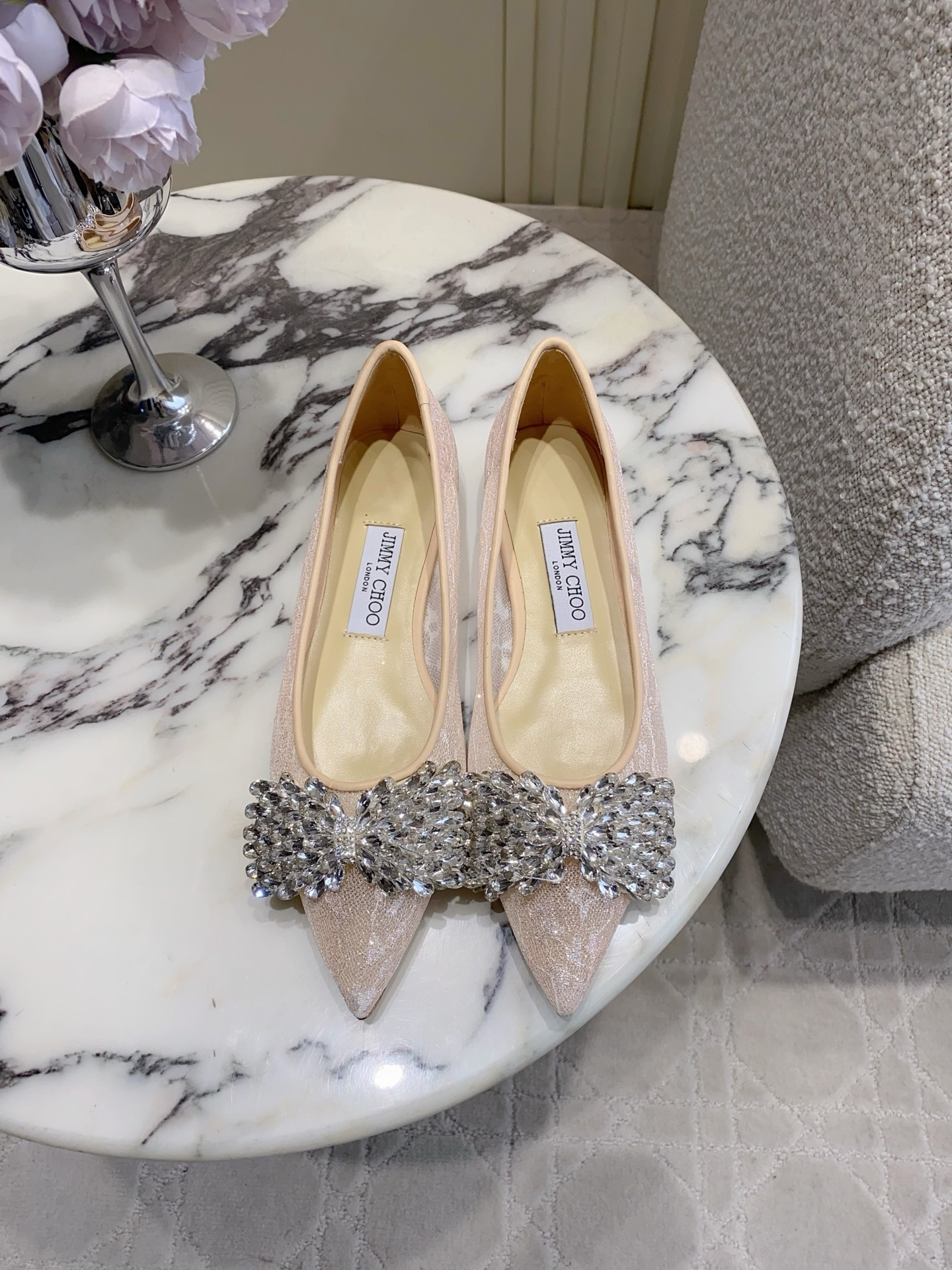 Christian New Rhinestone Mesh Flats
