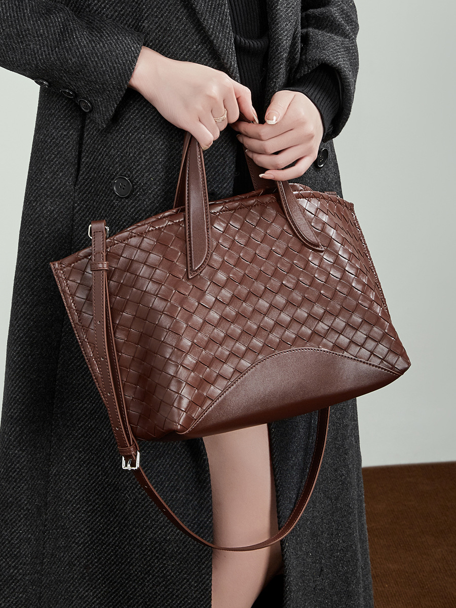 Woven Leather Tote Bag for Women