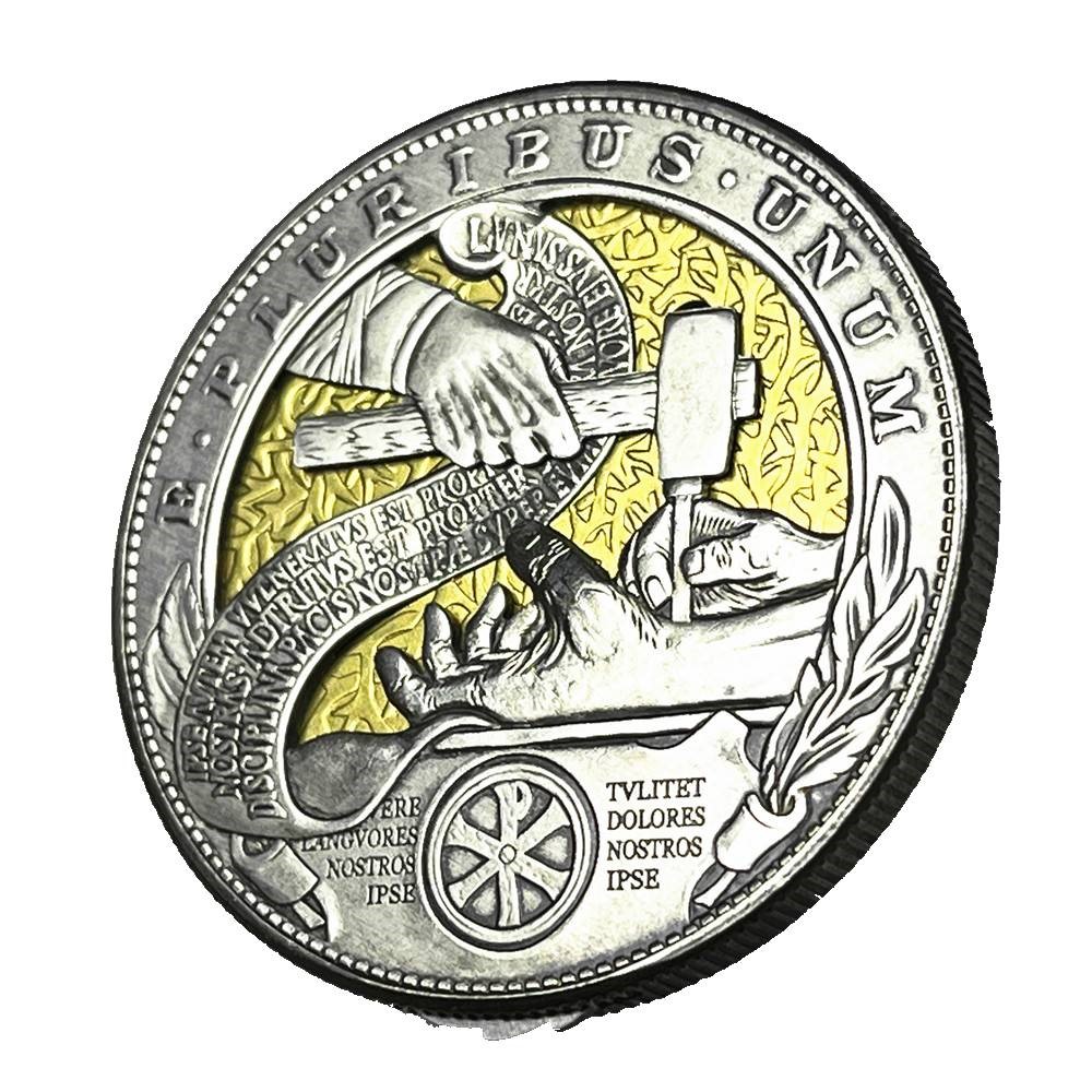 USA Movable Mechanical Coin 'The Savior`s Hand' Roman Booteen Coin Hobo Nickel Morgan Dollar Amazing Art Collectible Creative Gift Handmade Commemoration Coin