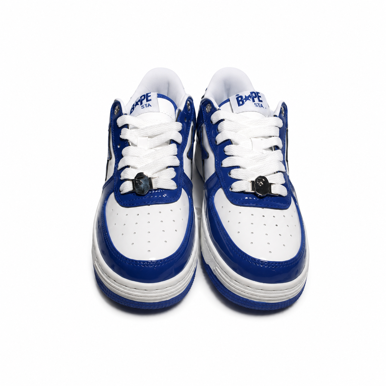 A Bathing Ape Bape StaPatent Leather White Blue (2023)(BapeSta)