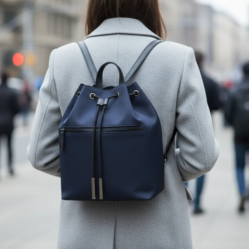 Navy Toggle Drawstring Bag