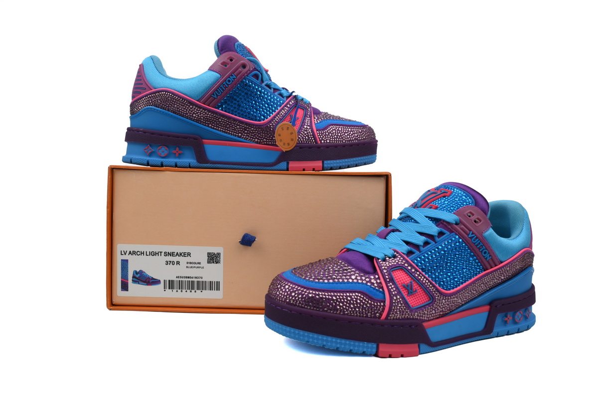 Pkkicks God Batch Louis Vuitton Blue LV Trainer Crystals