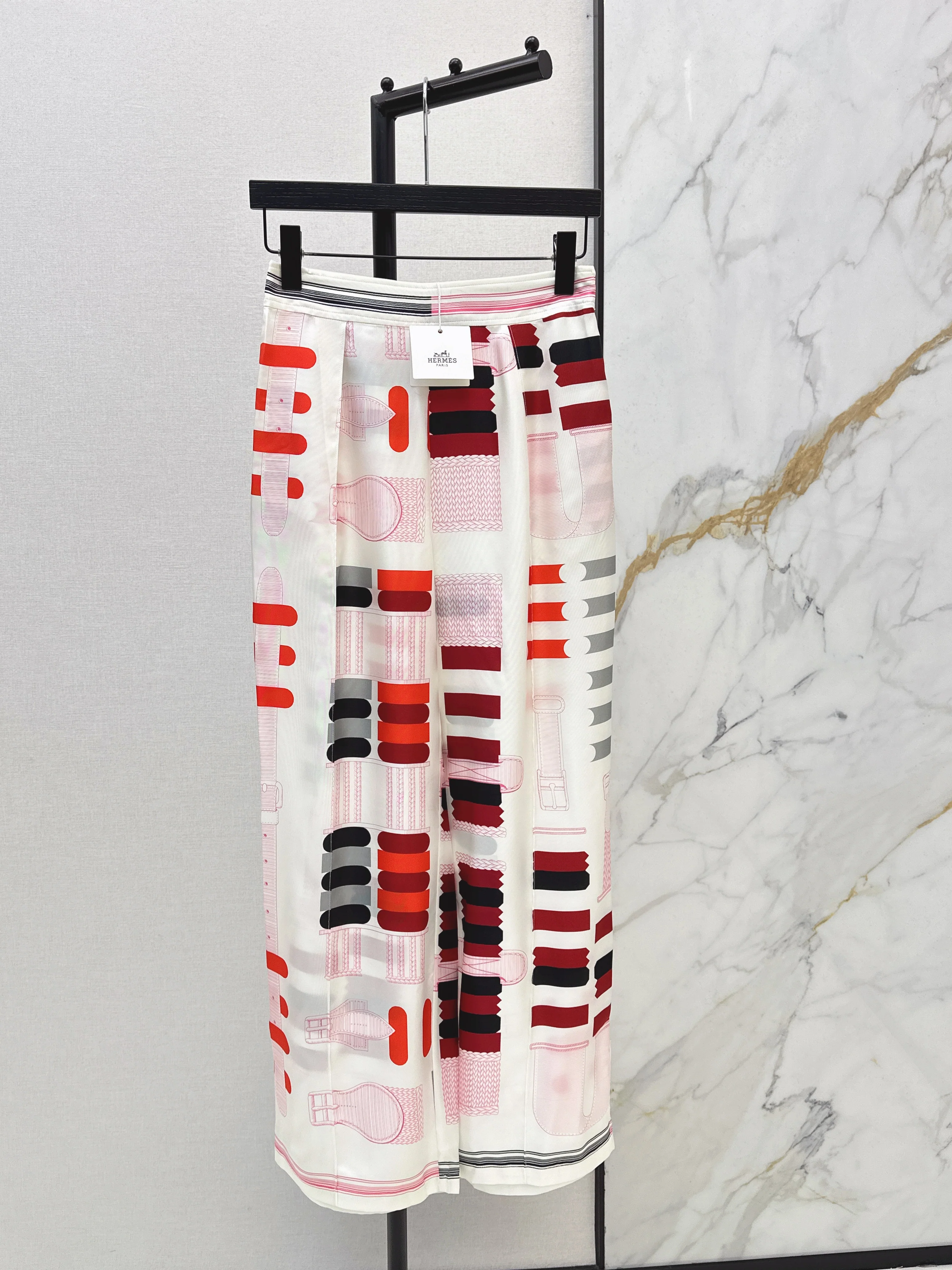 Herm NEW print silk wide-leg pants