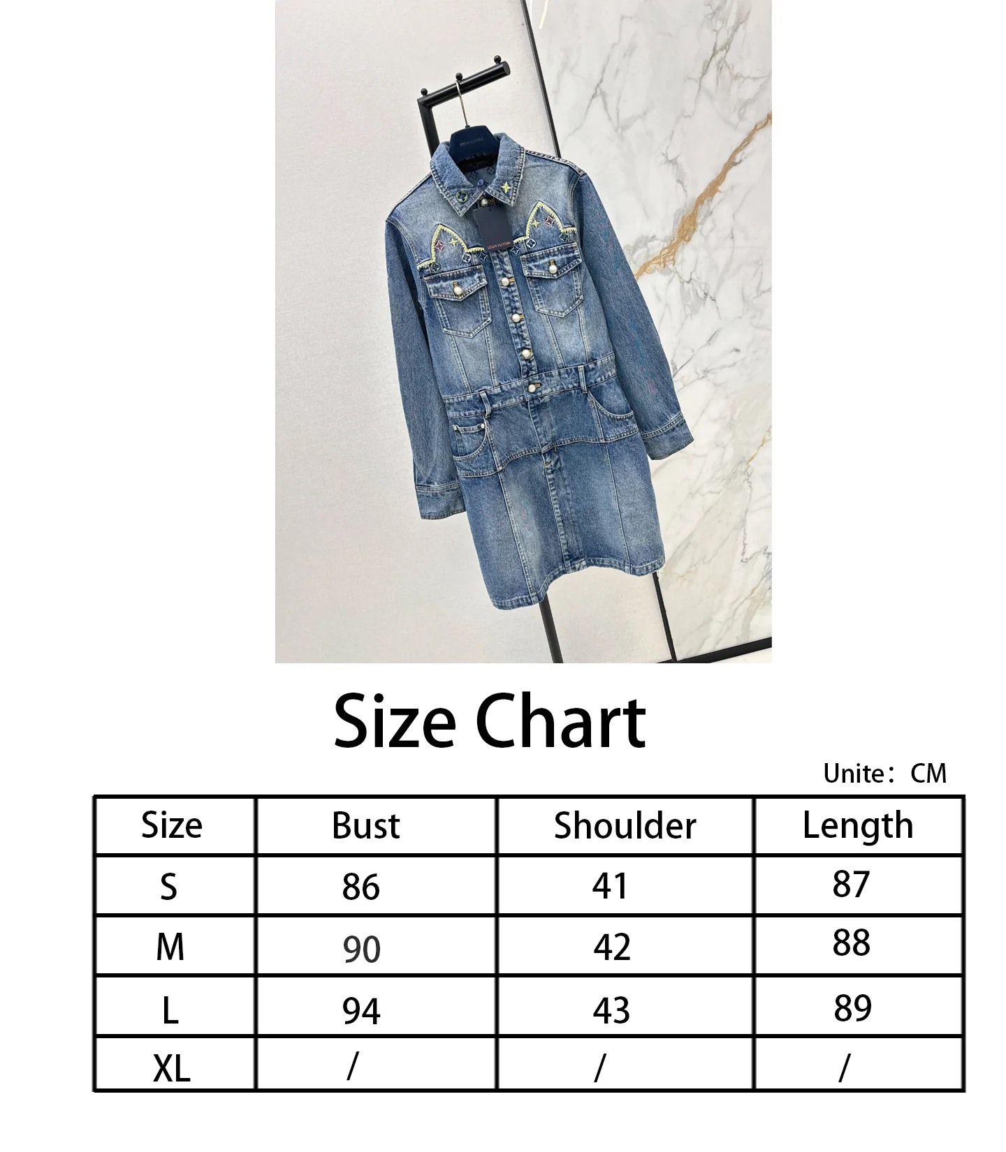 Louis NEW embroidered denim dress