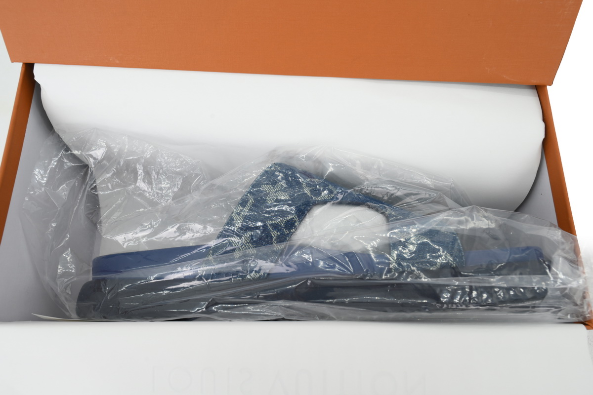 Pkkicks God Batch LOUIS VUITTON Oasis Mule Shoes Blue Denim Fabric