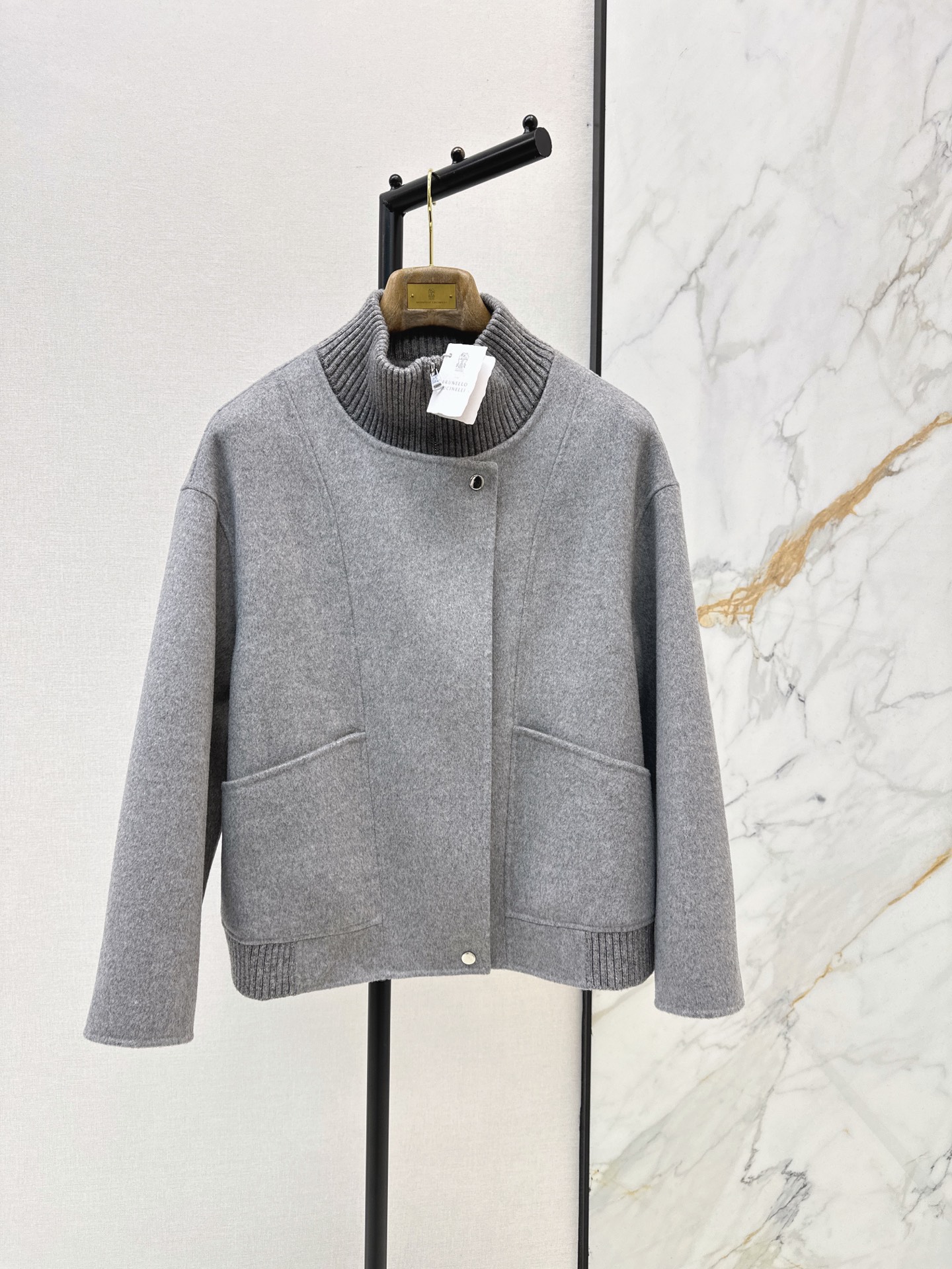 Brun New Knitted stand-collar jacket