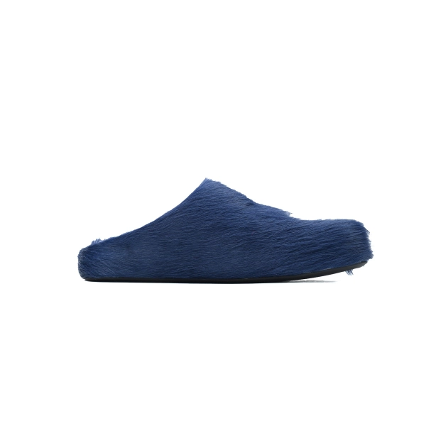 Marni Long-hair Calfskin Fussbett Sabot Dark Blue