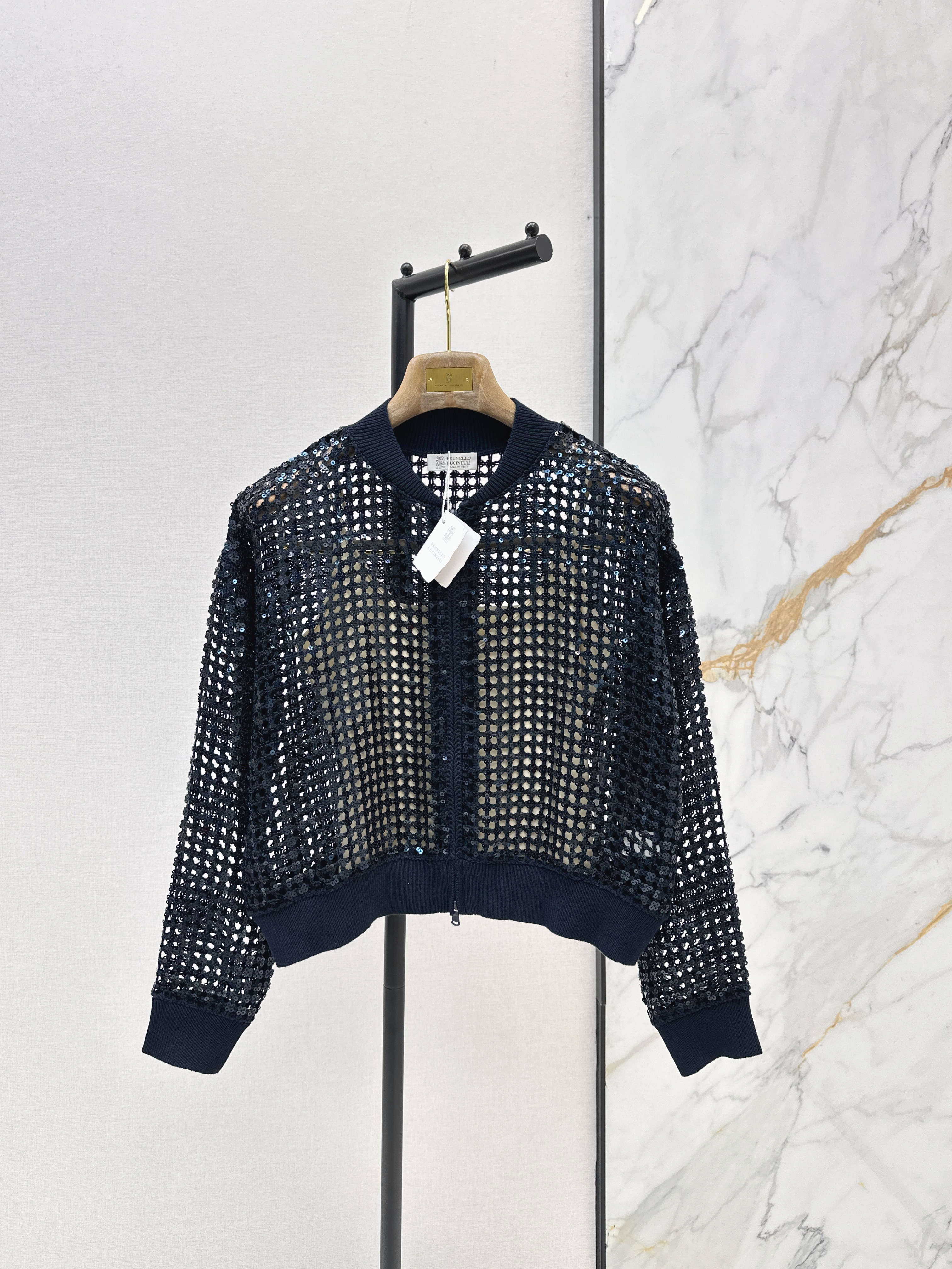 Brun New sequin mesh zip jacket