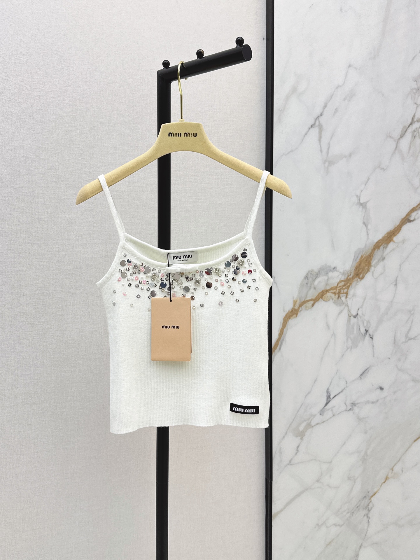 Miu New Beaded Knit Camisole Vest