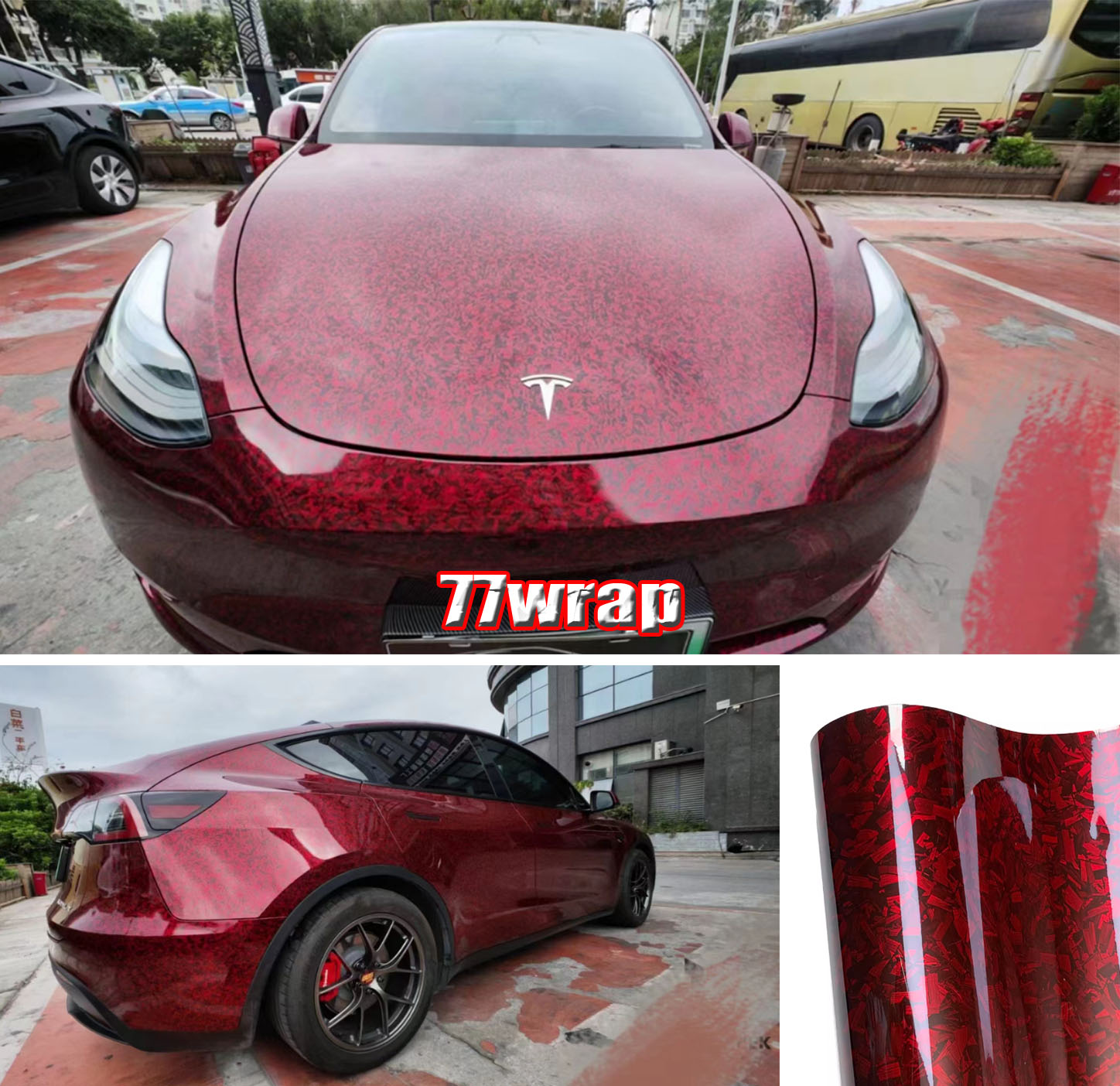 (PET) Forged Carbon Pattern Wrap Vinyl Car Body Sticker