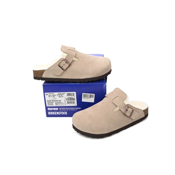 Birkenstock Boston Shearling Coin Suede Beige E14T002N6L