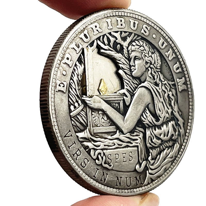 USA Movable Mechanical Coin 'Pandora`s Box' Roman Booteen Hobo Nickel Morgan Dollar Amazing Art Collectible Creative Gift Handmade Commemoration Coin