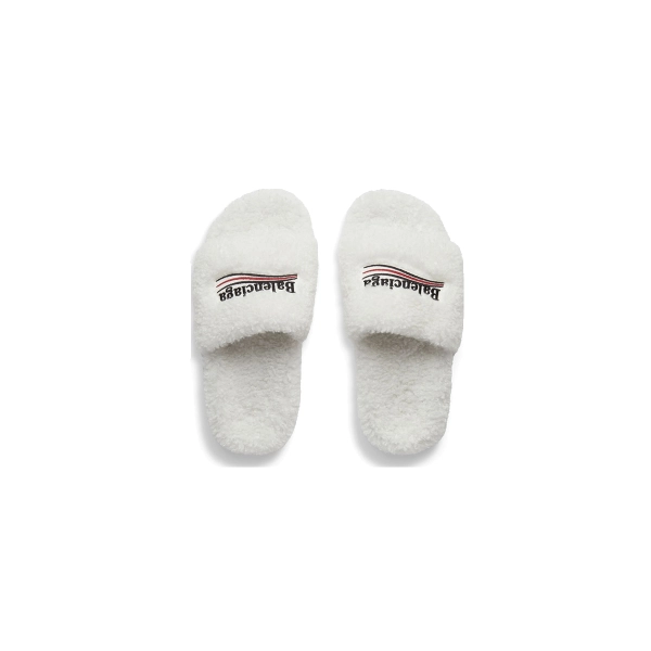Balenciaga Furry Slide White 654261W2DO19906