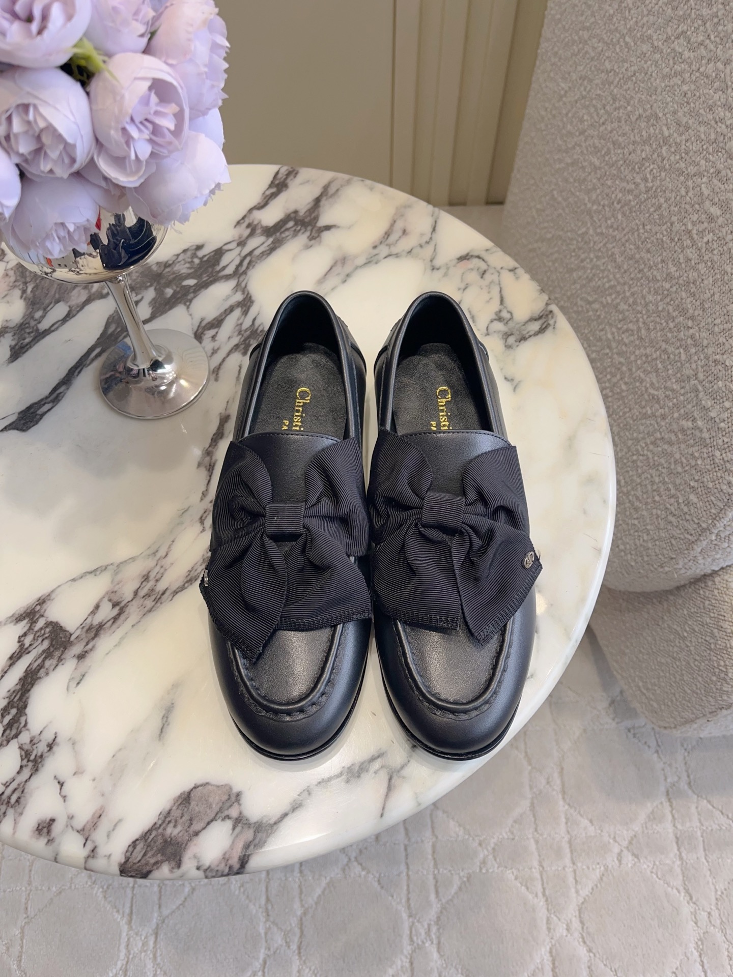CD New Bowknot Loafer Small Leather Shoes