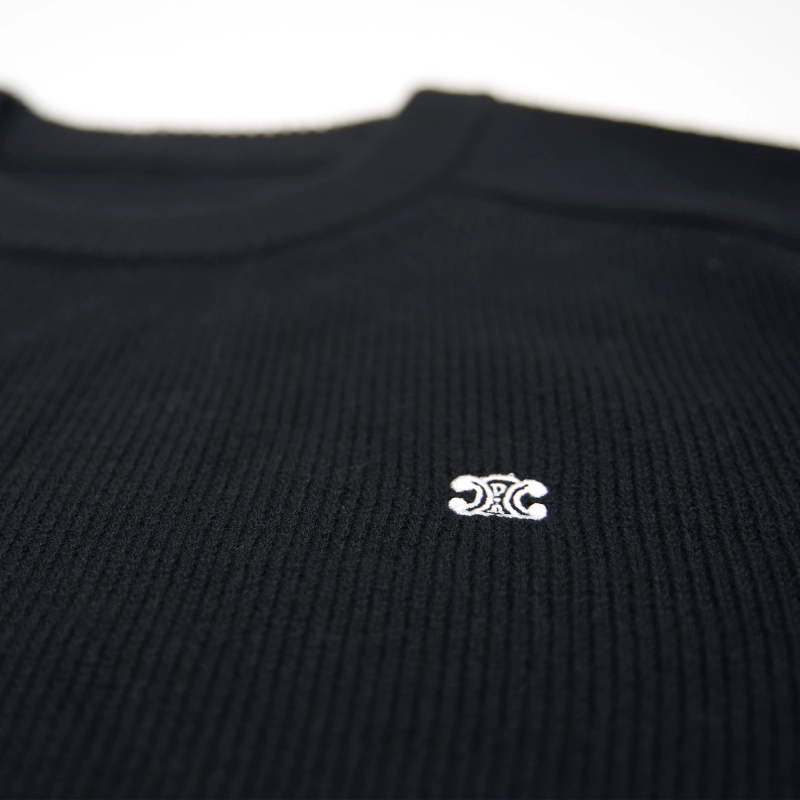 TRIOMPHE CREW NECK SWEATER IN WOOL AND CASHMERE BLACK / OFF WHITE 2AC85048T.38OW