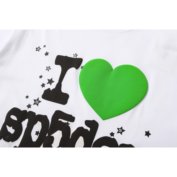 Sp5der T-Shirt T001 white  green heart