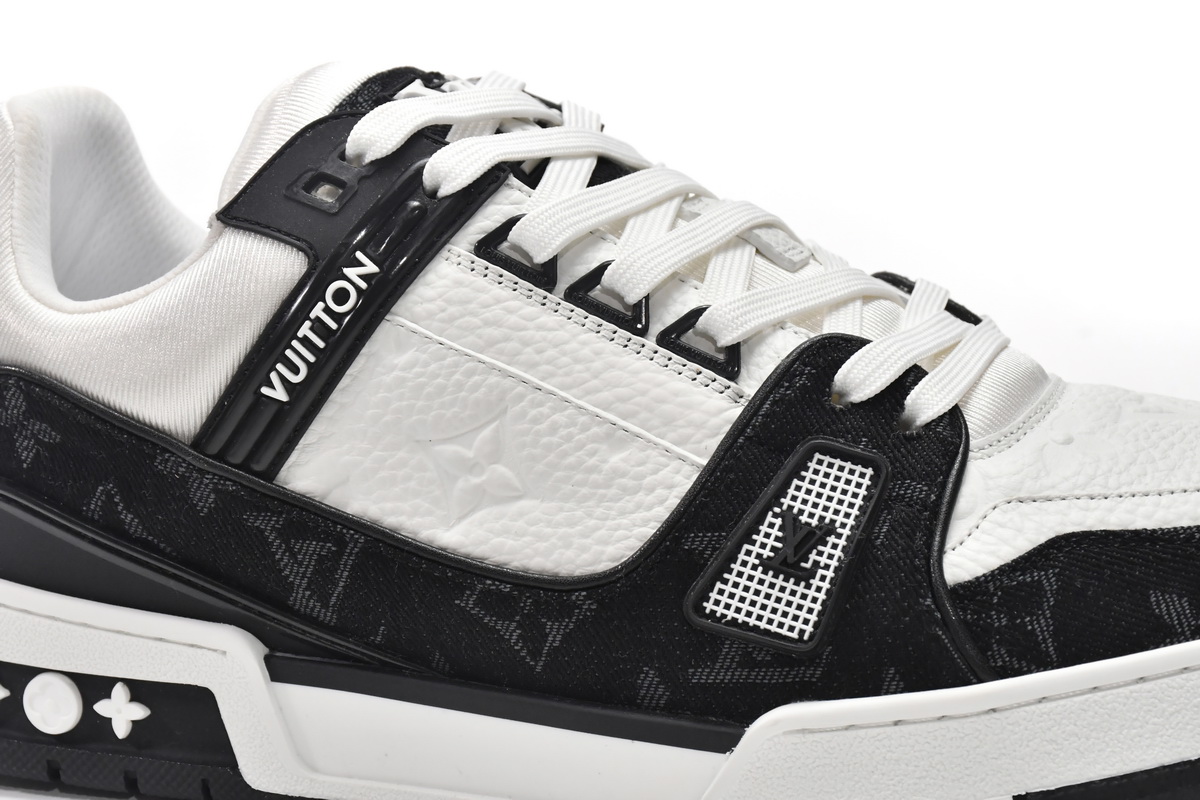 Pkkicks God Batch LOUIS VUITTON Trainer Black And White Cloth Cover VL1202