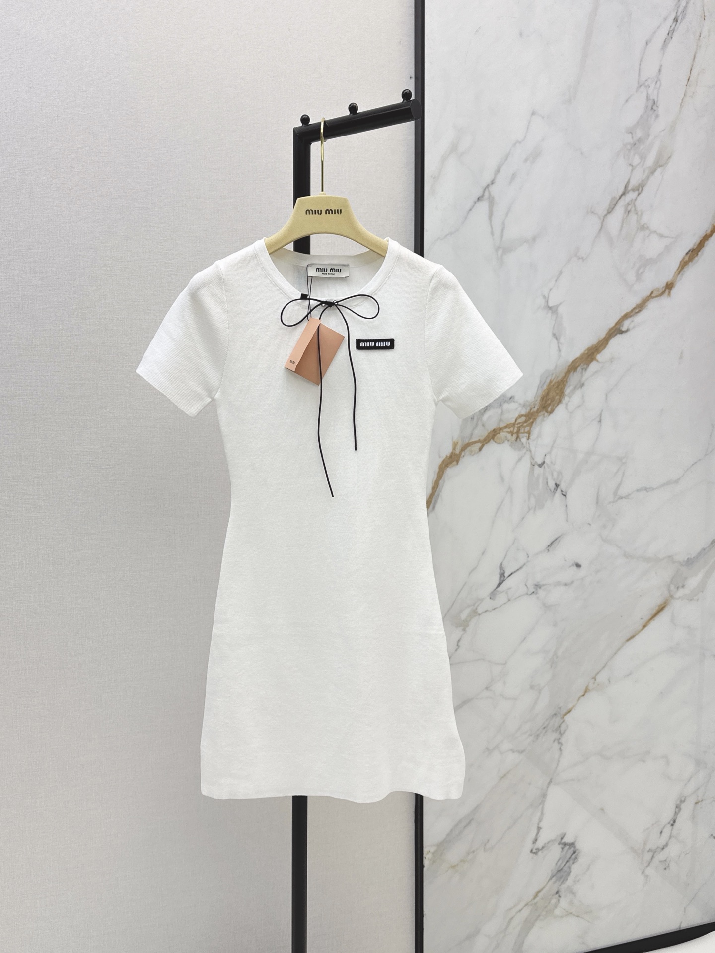 Miu New Color-block leather lace-up dress