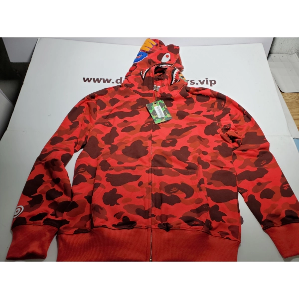 BAPE Color Camo Shark Zip Hoodie Red 4580793322511