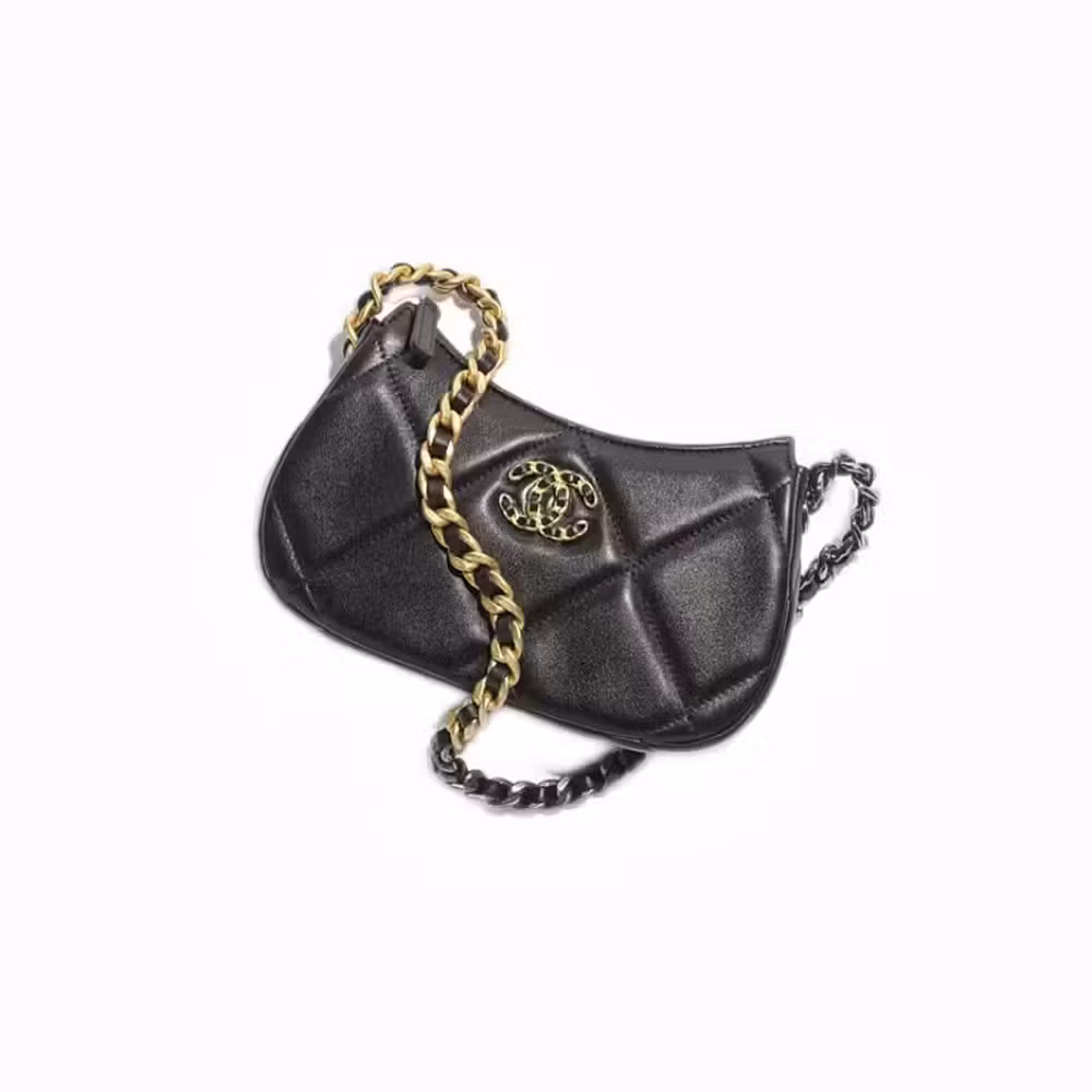 Chanel (CHANEL) Women's Bag Black Diamond Plaid Leather Chain Crossbody Shoulder Bag Unisex Couple Holiday Gift Black AP3763-B04852-94305