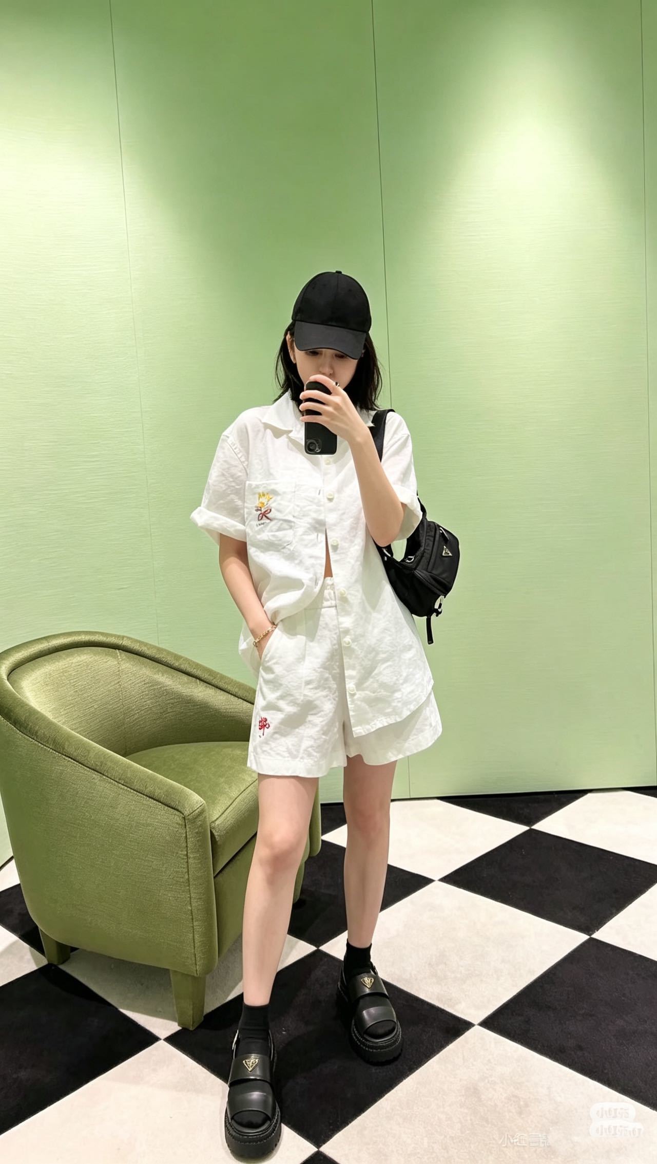 Pra New embroidered shirt + short set