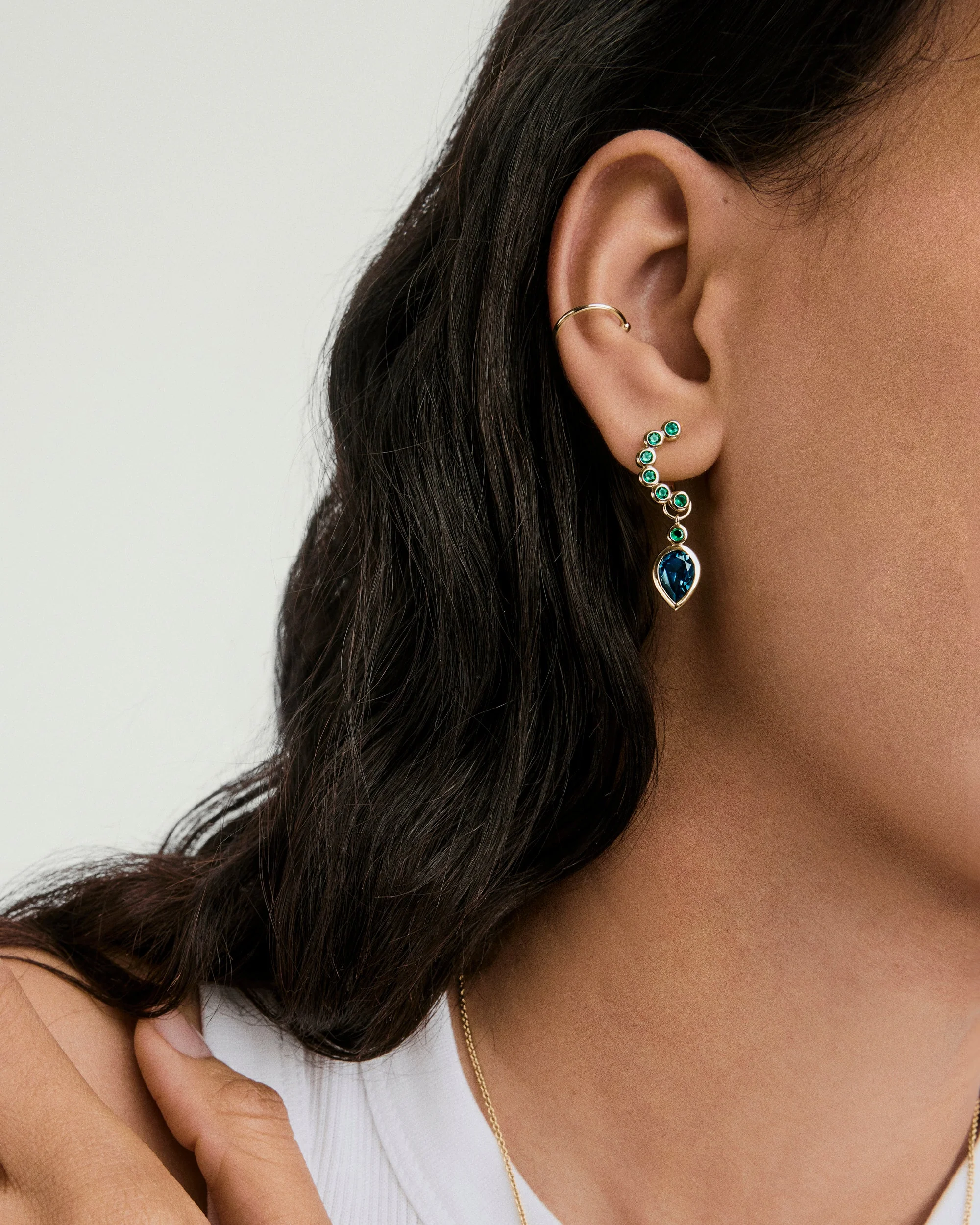 Remy Gemstone Charm Hoops