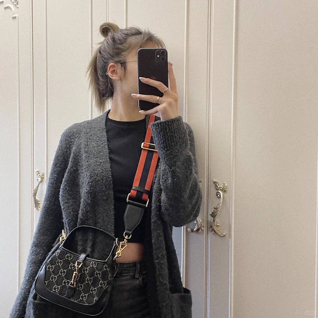 Guc Jackie1961 Black denim underarm bag