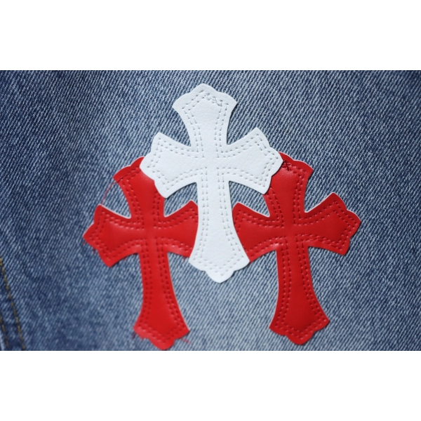 Chrome Hearts Miami Art Basel White Red Cross Patch Jeans