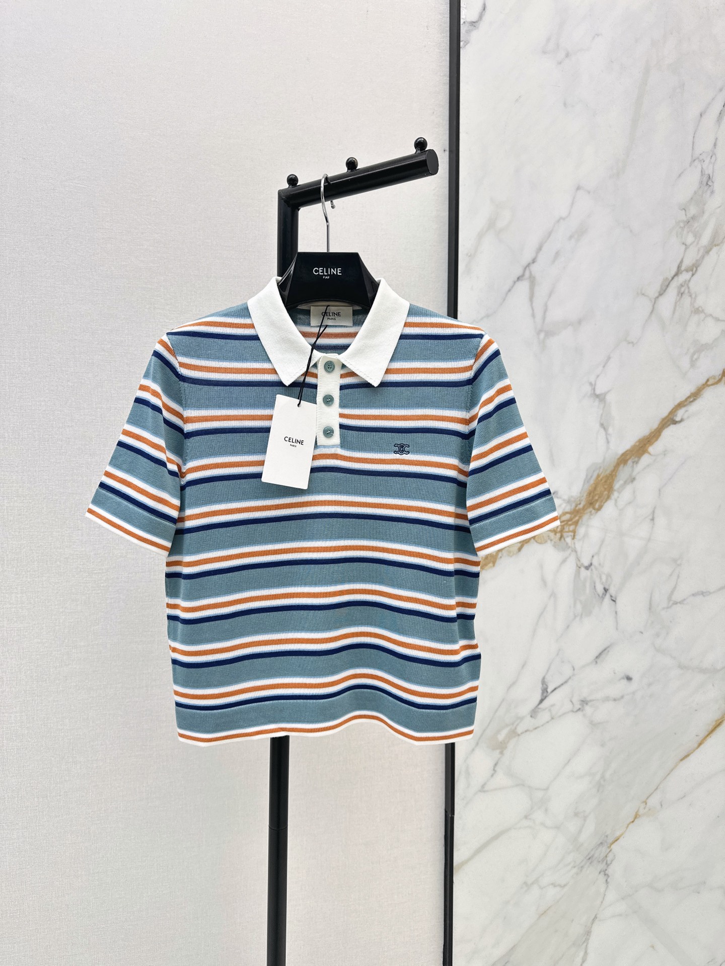 Celi New Striped Polo Embroidered Knitwear