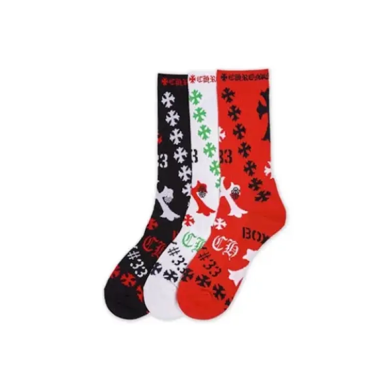 Chrome Hearts Stencil Socks Black/White/Red