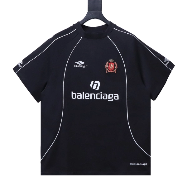 Balenciaga Clothes  BLCG Manchester United Embroidered White Stripe Paneled Short-Sleeve T-Shirt